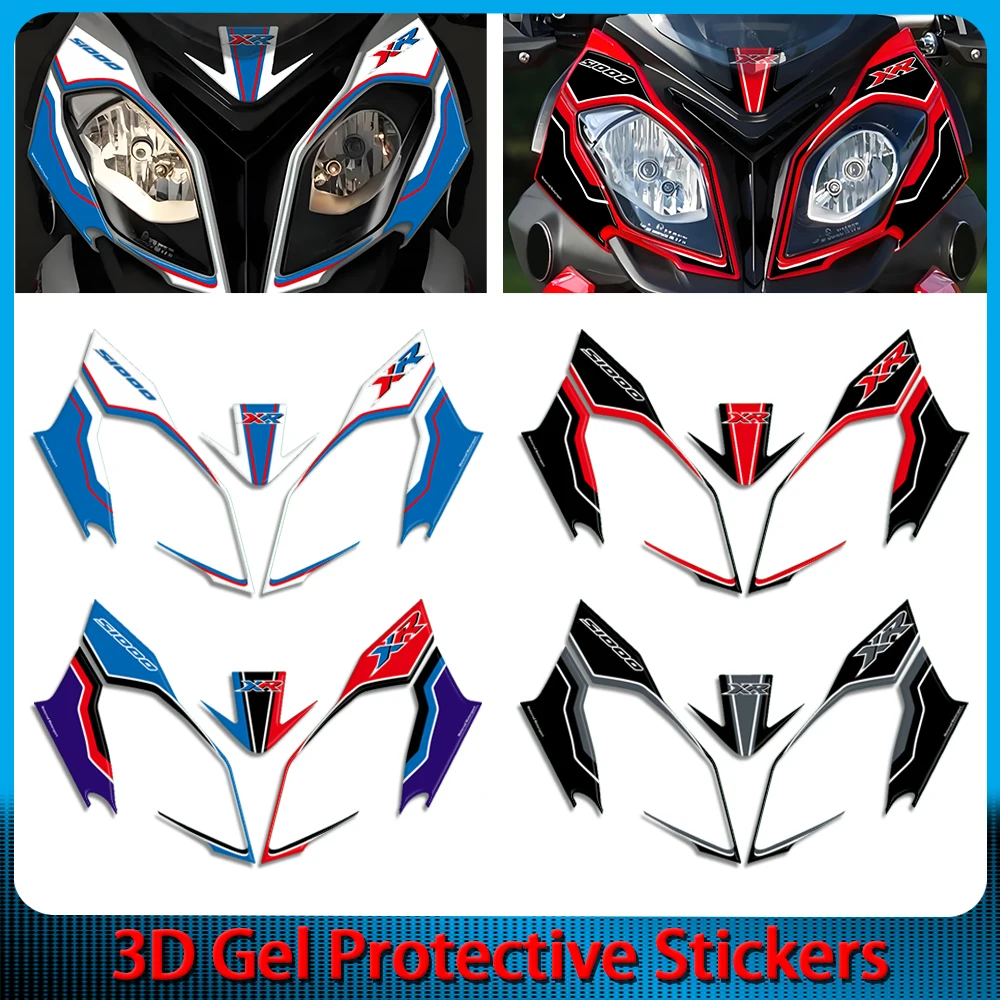 bmw-s1000xr-2015-2019-2018-20173d-ゲルフロントフェアリングプロテクターオートバイヘッドライトハウジングデカールペイント保護ステッカーキット