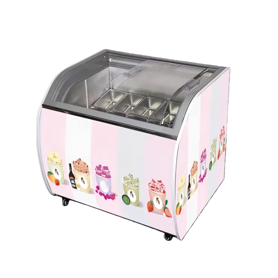 Commercial Hard Ice Cream Display Cabinet Thick-cut Yogurt Frozen Food Cabinet 10 12 14  Buckets of Ice Cream
