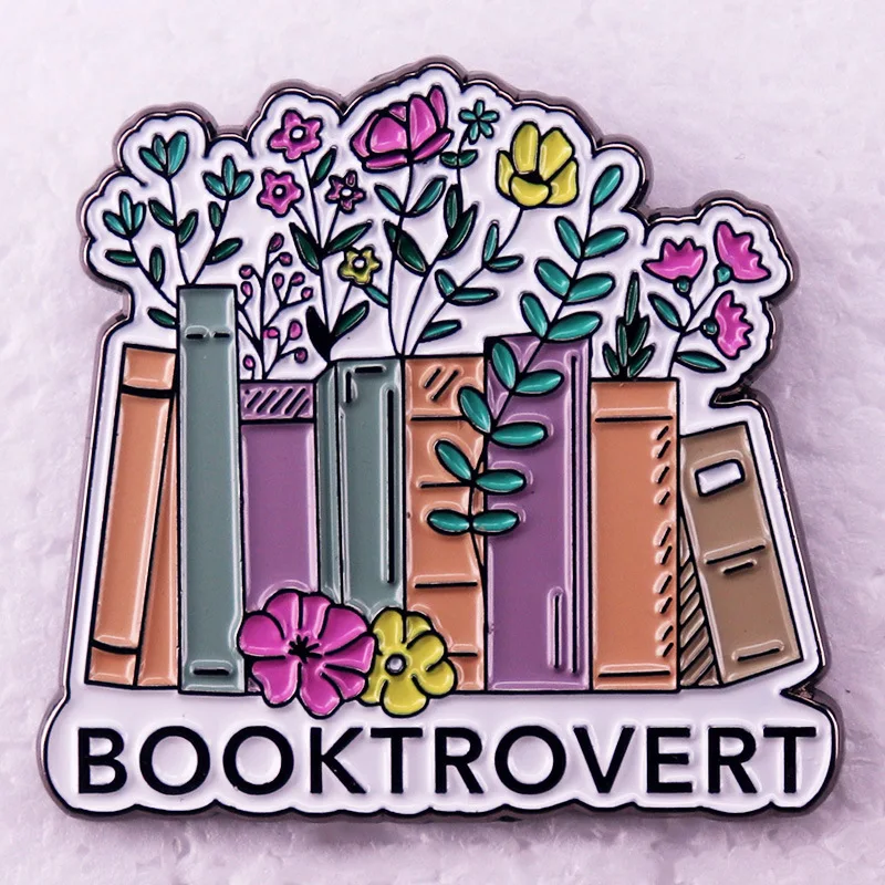 A2923 Cartoon Booktrovert Brooch for Clothes Men Women's Enamel Pin Lapel Pins for Backpack Badges Decorations Gifts