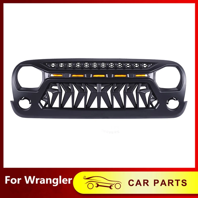 Car Front Grille Modified For Wrangler JK JKU Rubicon Sahara Sport 2007-2017 Racing Grills Bumper Radiator Grille Mesh Cover