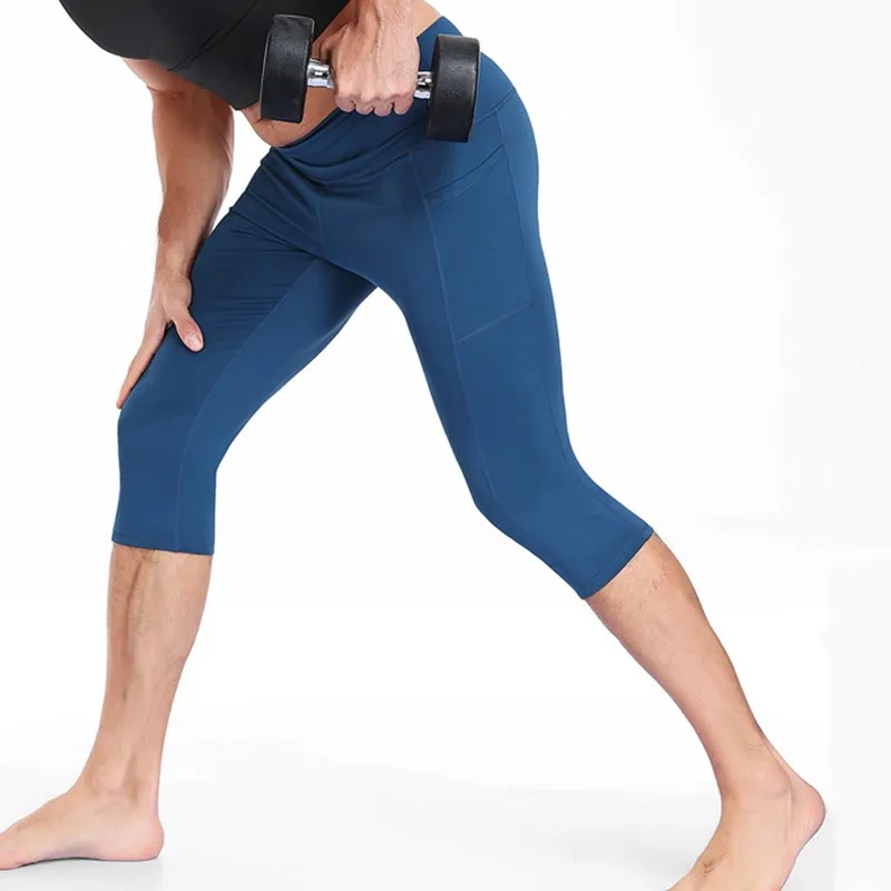 

Мужские, детские, подростковые спортивные шорты-капри для бега, баскетбола, футбола, тренировок, 3/4 длины, укороченные леггинсы до колена J42