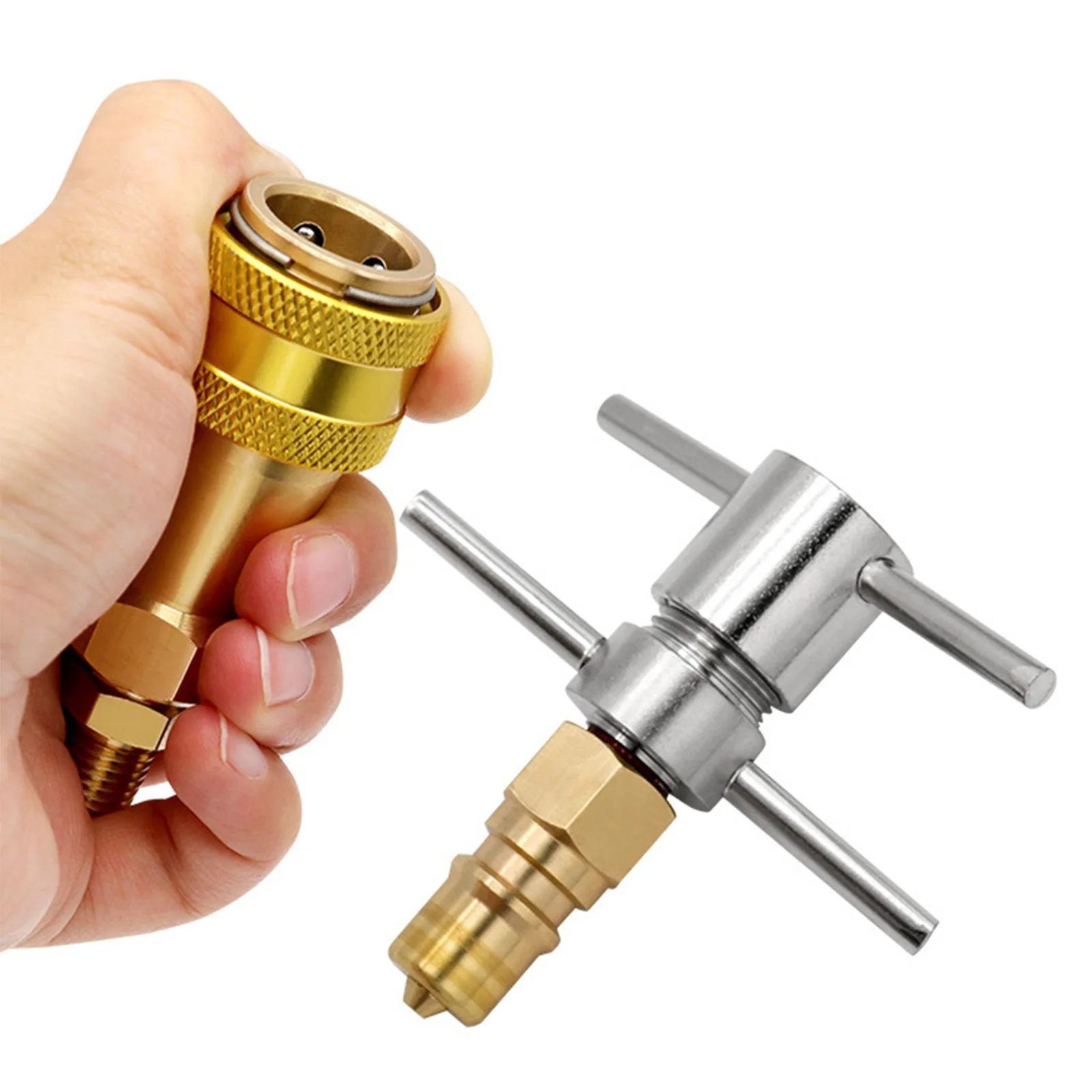 1/4 Inch Metal Quick Connector Refrigerator Quick Connection Tool Brass Coupling for Refrigerators and Cleaning Applications