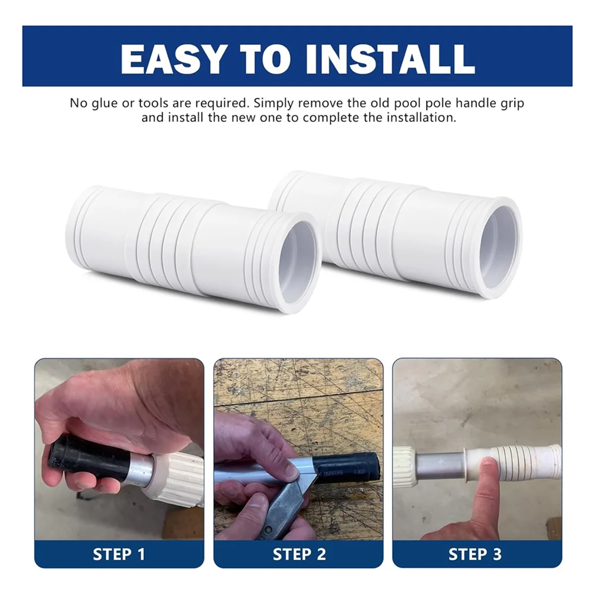 A99U 2 Pcs Pool Pole Handle Grip Replacement, Hand Grip for Swimming Pool & Spa Poles, Telescopic Pool Pole Handle Grip 25mm