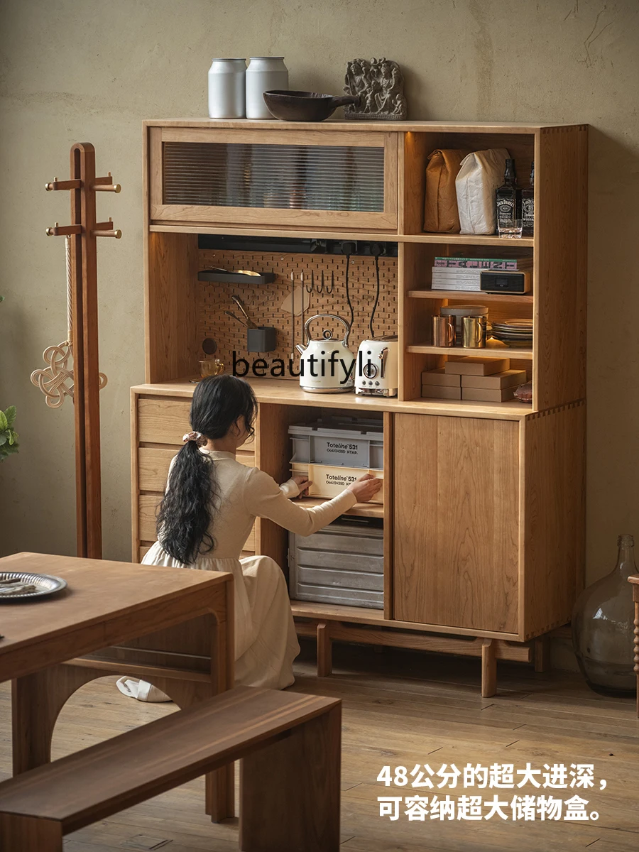 Sideboard Cabinet Solid Wood Storage Cabinet Dining Room/Living Room High Side Cabinet Nordic and Japanese Style