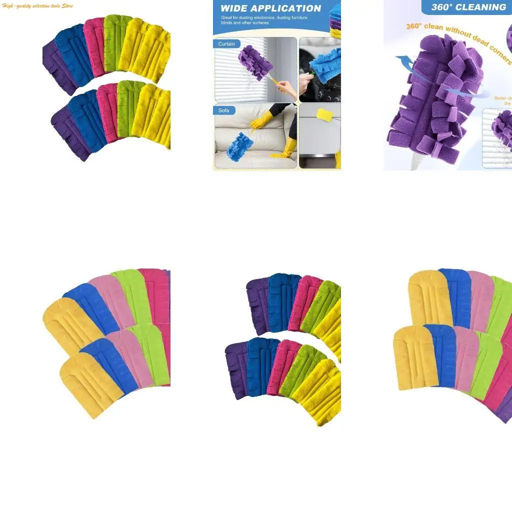 203F 6PCS Colorful Fleece Reusable Hand Duster Refills Washable Dusting Pad for Cleaning, Floor, Blinds, Window