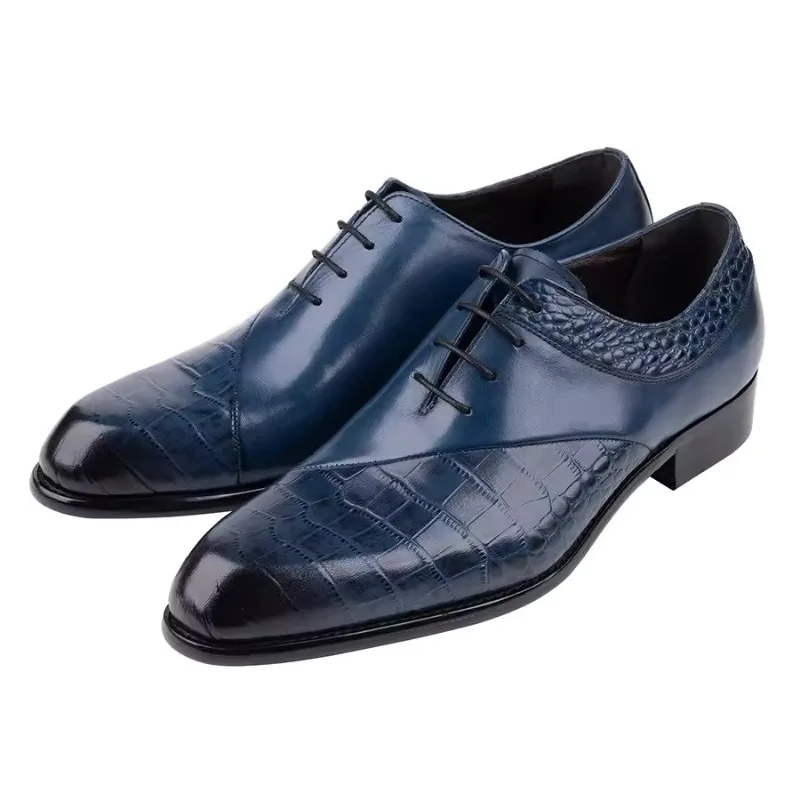 

Men's Blue Oxford Handmade Genuine Leather Office Mens Wedding Shoes