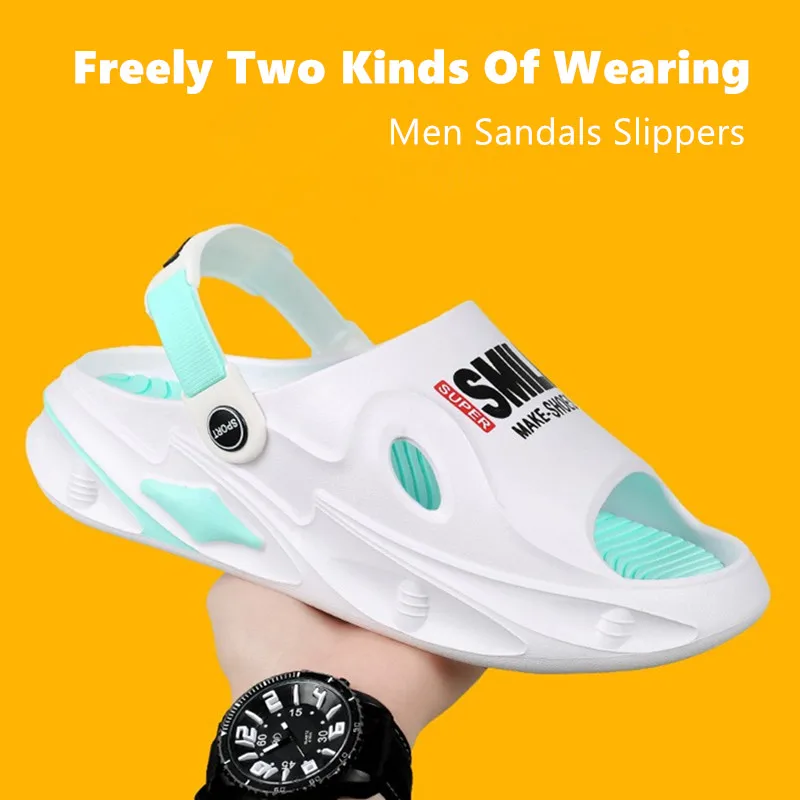 

New Summer Men Sandals Slippers Massage Slides Indoor Outdoor Sandals Beach Casual Shoes Soft Sole Slides Men Flip-flops