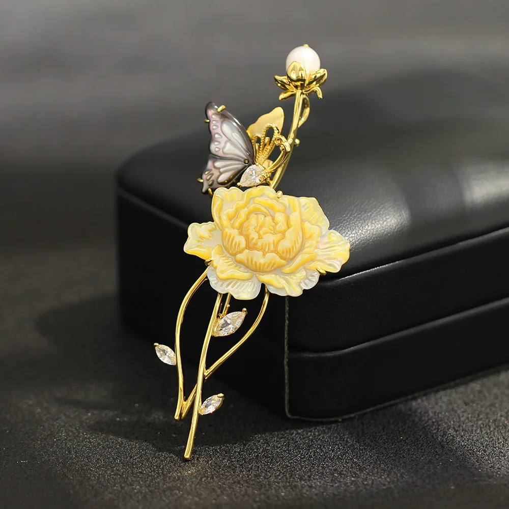 

Элегантная и изысканная брошь с цветком из микроинкрустации цирконом, ниша и высококачественный темпераментный цветочный букет, аксессуары для пальто, булавки