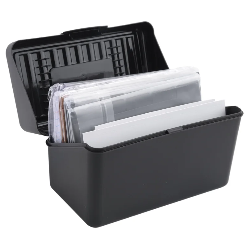 AC56-Index Card Holder Set 3X5inch - Heavy Duty Index Card Recipe Box With Dividers Ruled Cards & Stickers