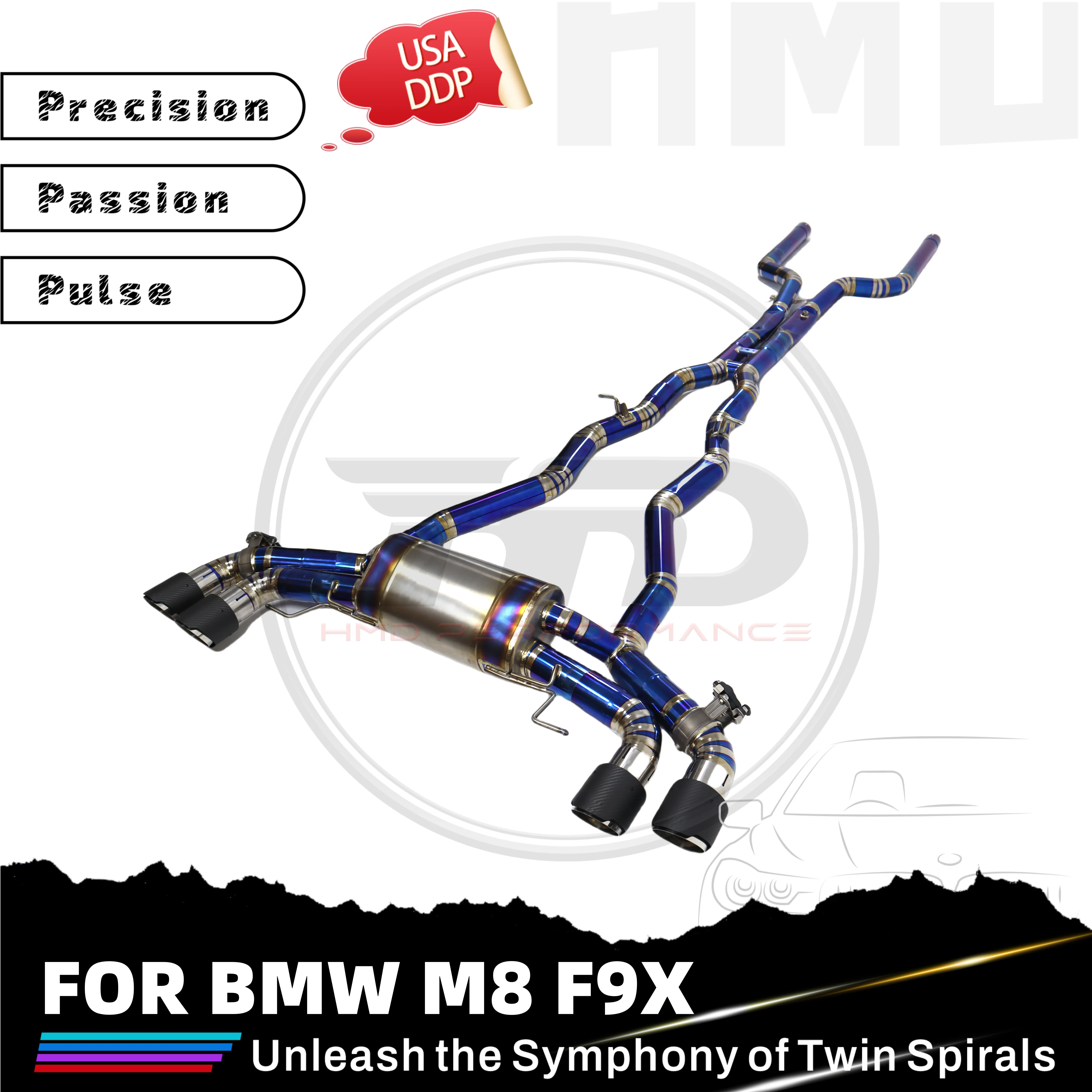 

HMD Лидер продаж из титанового сплава Catback выхлоп для BMW M8 F9X 4.4T с электронным выпускным клапаном