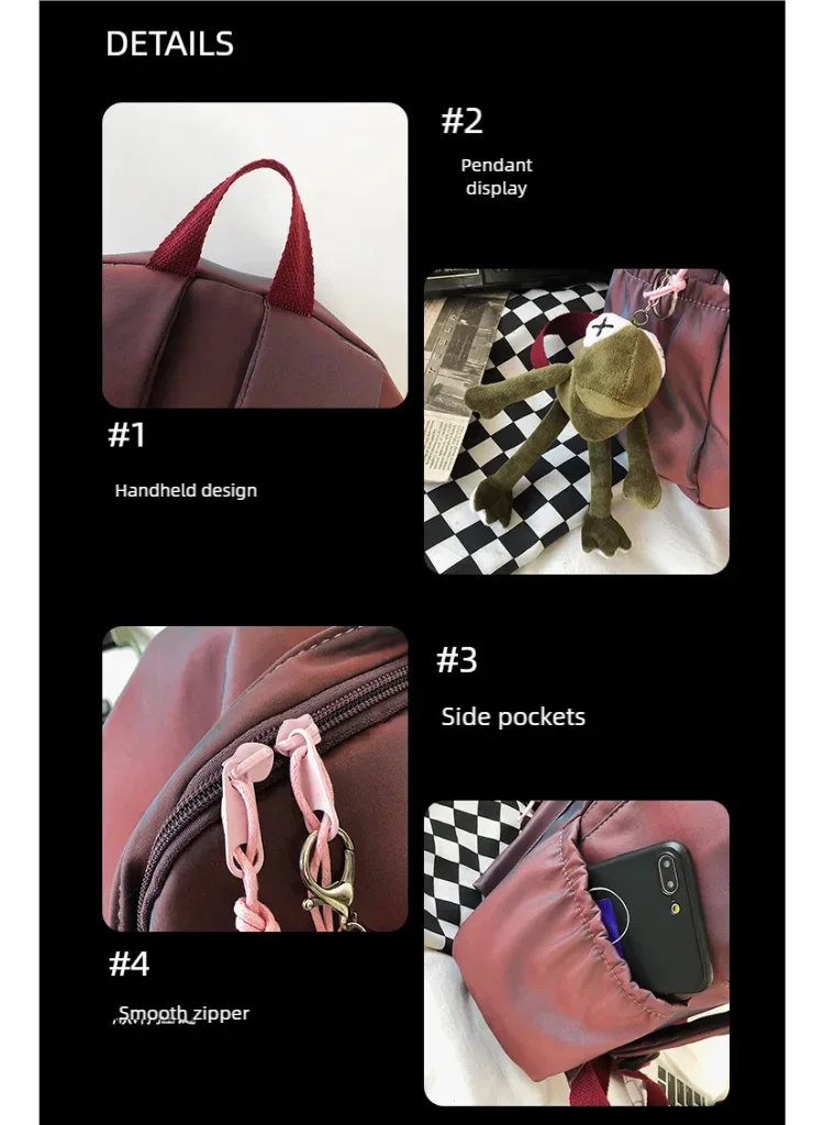 Water-Resistant Nylon Backpack for Middle And High School Students Large Capacity Trendy Design Male Bag with Ins Hot Style