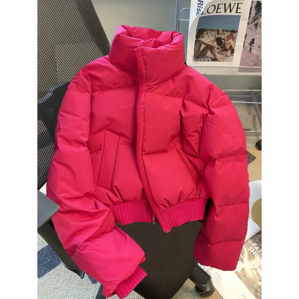 

2025 Autumn Winter New Fashion Stand Collar Women Thick Cotton Jacket Versatile Solid Color Female Casual coat