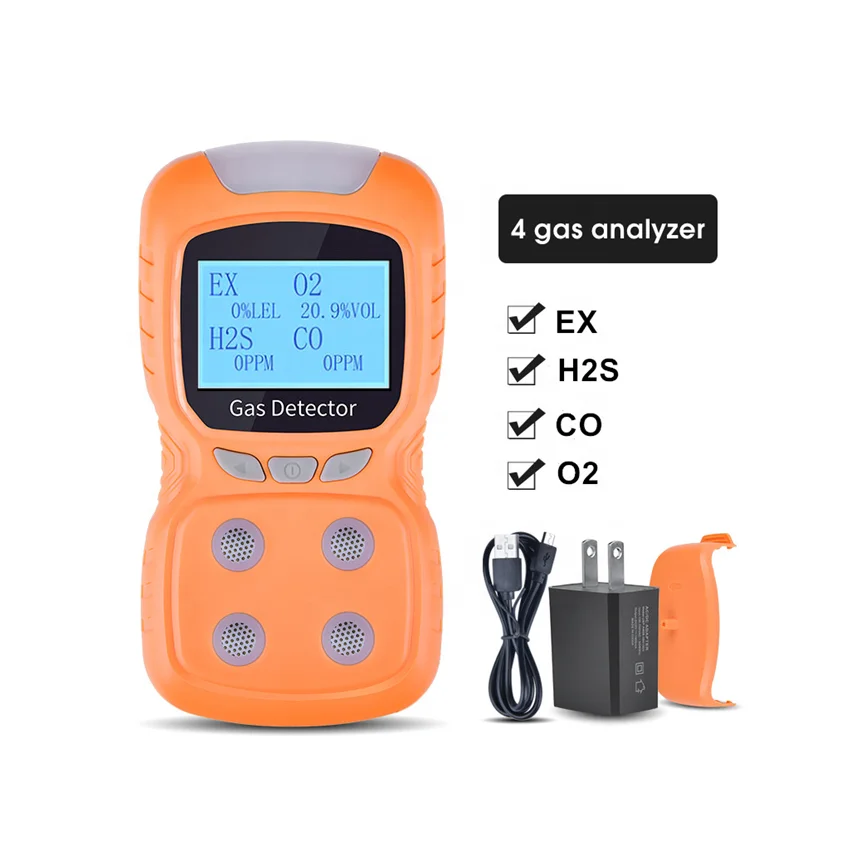 UpgradeFactory LCD DC 5V Power Lithium Battery H2S O2 CO CH4 Multiple 4 Gas Leakage Analyzer Monitor