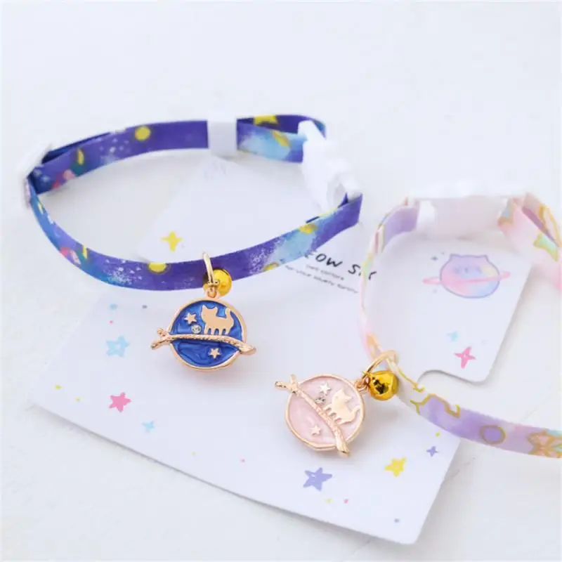 For Newborn Cat Collar Safety Breakaway Small Dog Tie Adjustable Neck Strap For Puppy Kittens Necklace Star Cats With Bell