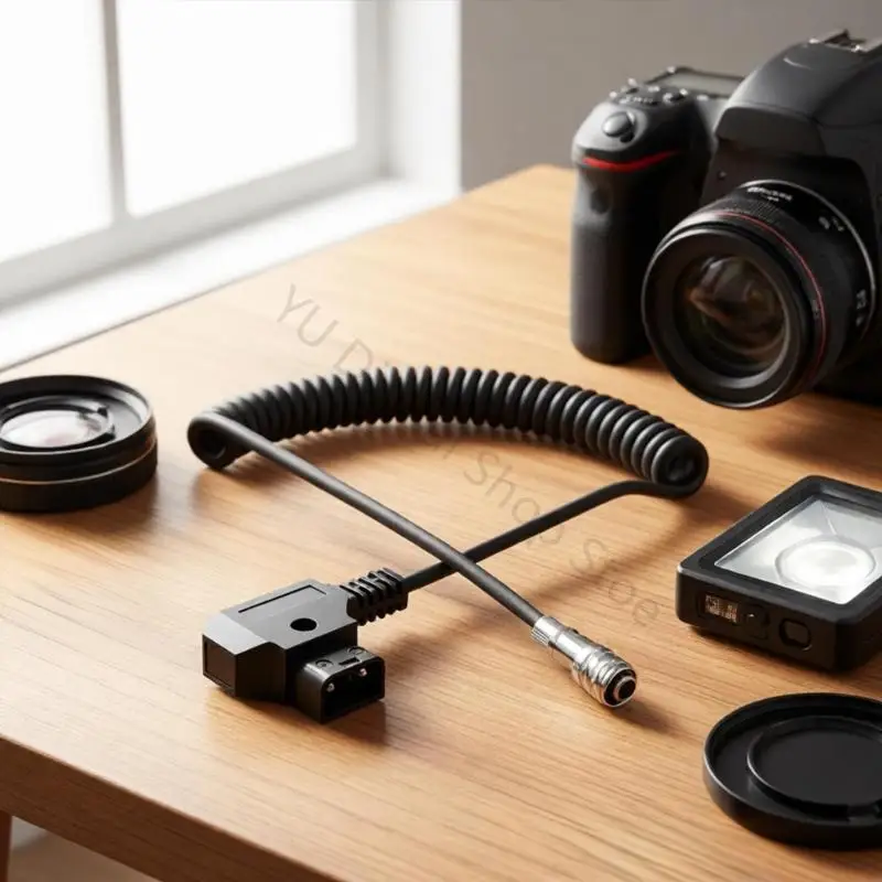 96BA Stromkabel für mobile Filmkameras, spiralförmiges D-TAP-auf-BMPCC-4K-Locking-Fit-Kabel für Live-Produktion, flexibles – Detail 3