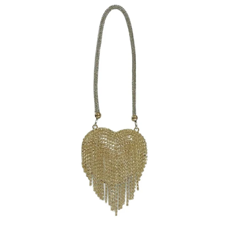 

New Mini Coin Purse, Diamond-encrusted Heart-shaped Evening Bag, Women's Chain Party Bag