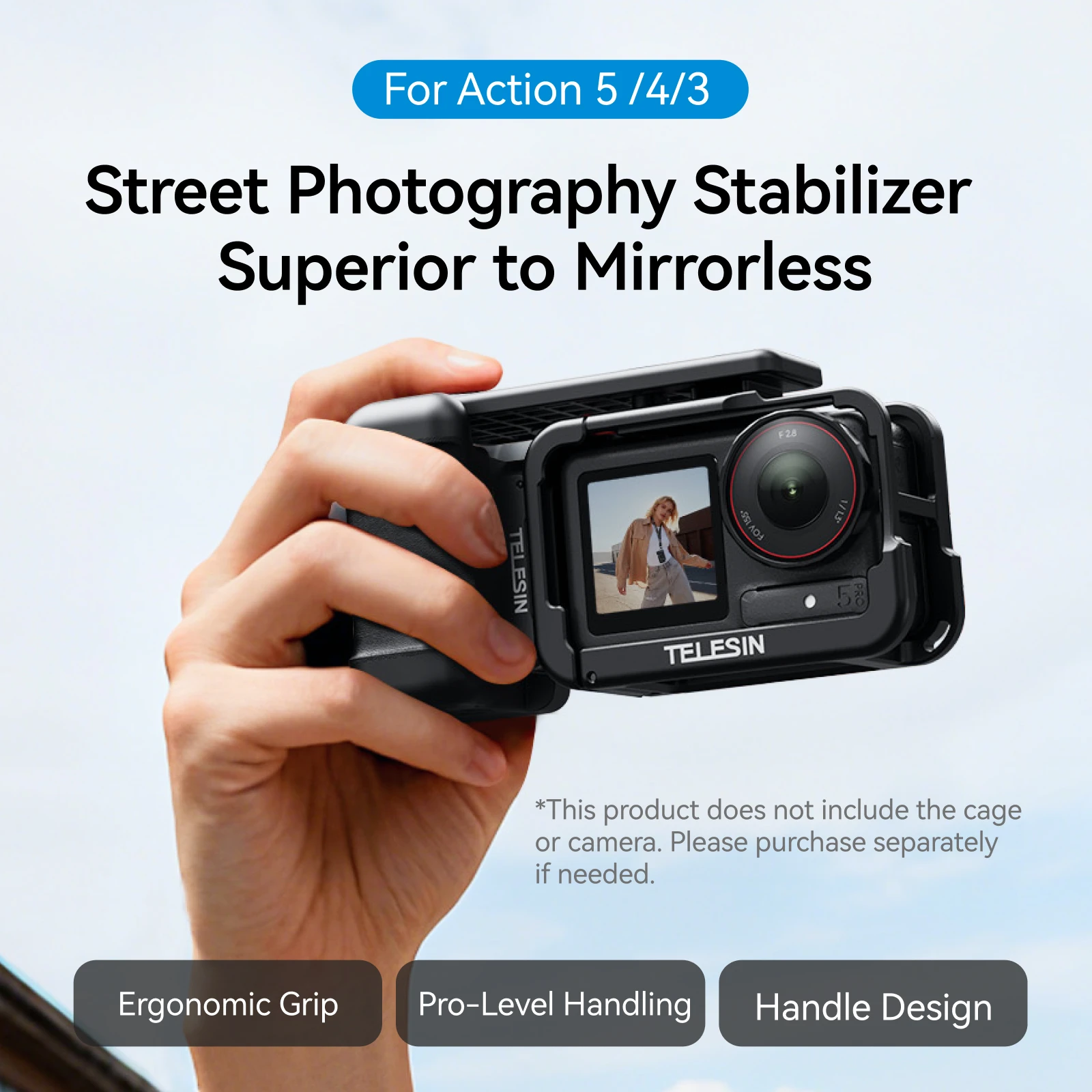 

TELESIN Protective Frame Case For DJI OSMO Action 3 4 5Pro Double Clod Shoe Aluminium Alloy shell For DJI Action 3 4 5pro