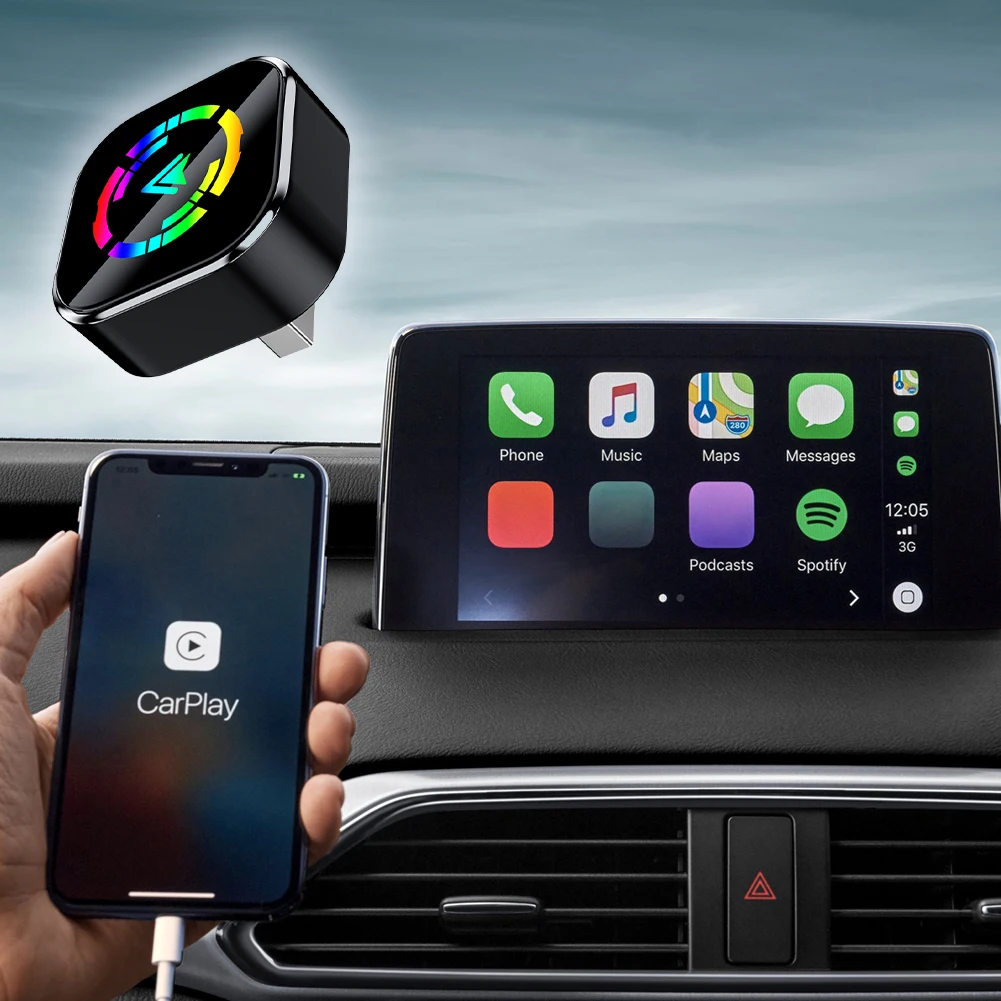 سلكي إلى Carplay اللاسلكي ونظام Android Auto Smart Mini Adapter Box USB التحكم الصوتي لسيارة Carplay Android السلكية OEM #4