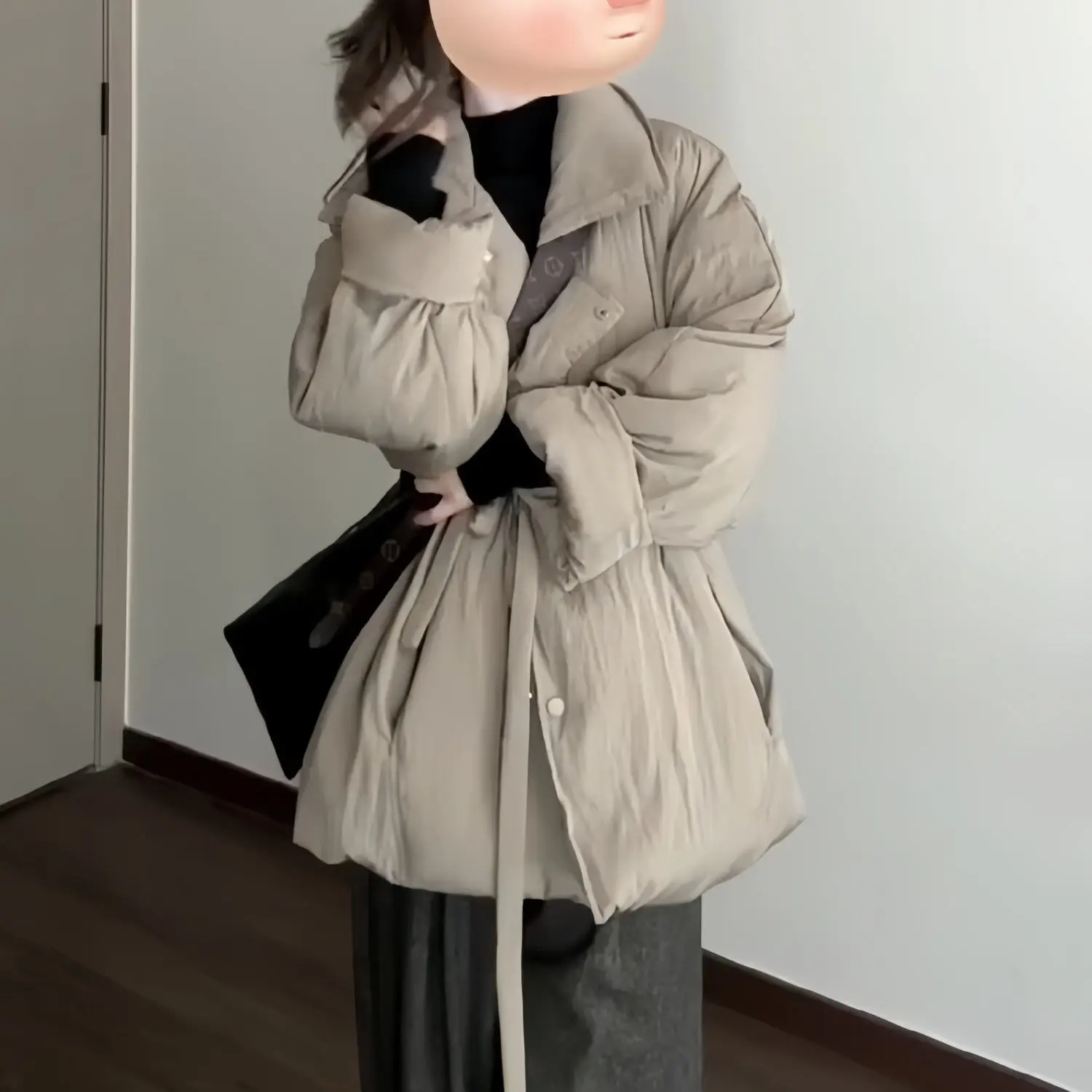 

Gagarich Grey Simple Cotton Clothes Women Autumn Winter 2025 New Fashion High-end Style Loose Versatile Thick Clothes Top