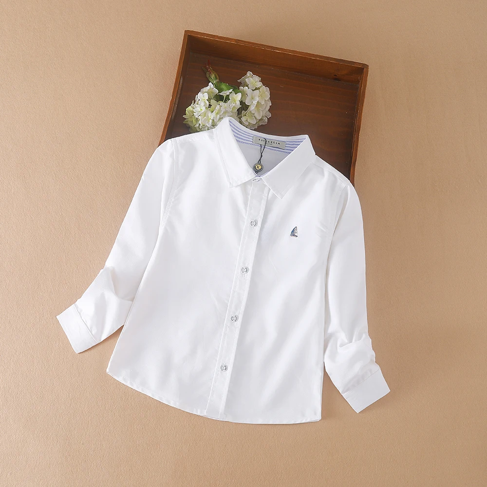 Boys Clothes School Uniform Shirts Spring Autumn Long Sleeve Turn-down Collar Kids Shirt For Boys Children Tops