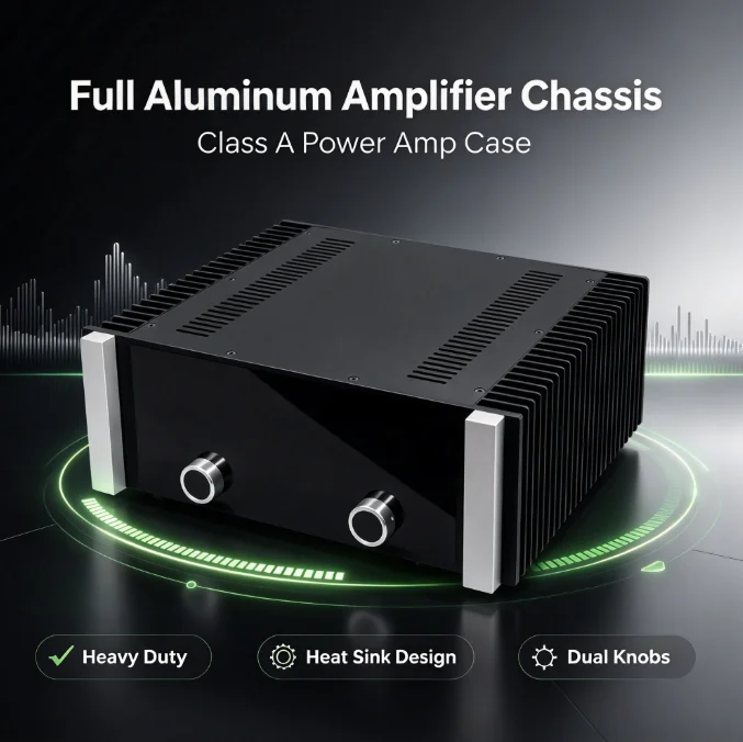 Aluminum Amplifier Chassis Class A Power Stage Enclosure Full Metal Audio DIY Case Hifi Preamp Shell Heat Dissipation Box