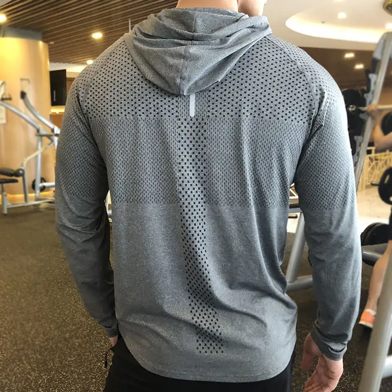 Men's Loose Casual Sweat-absorbing Running Shirt Hoodie Training Quick-drying Fitness Clothes Thin Comfortable Skin-friendly