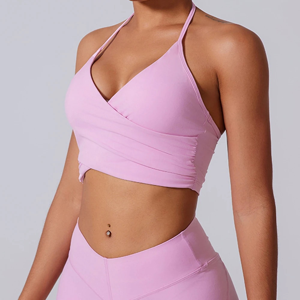 Hanging neck Bra for Women Sexy Beautiful Back Sport Bra Women's Underwear Gym Crop Top Shock-absorbing Quick Drying Fitness Top