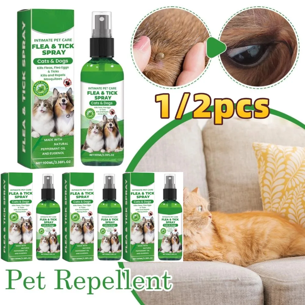 Dog Cat Hair Skin Insect Repellent Spray 100ml Pet Insect Repellent Daily Gentle Care Agent Repel Fleas Mites Pet Cleaning Spray