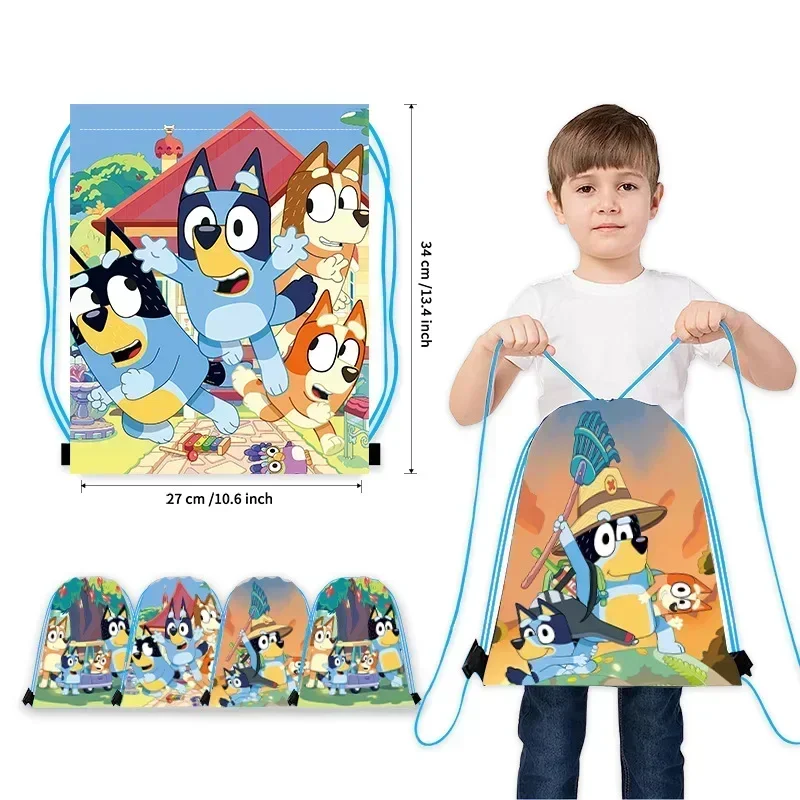 Bluey Drawstring Bags Bingoes Cartoon Portable Storage Bag Backpacks Shoulder Drawstring Pocket Handbags Kids Birthday Gifts