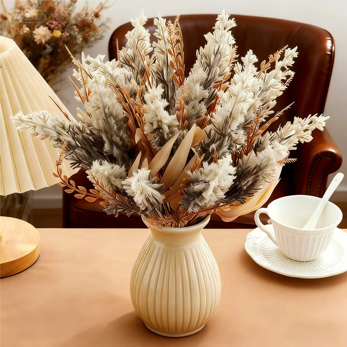 قطعة واحدة من أوراق القصب النباتية المقلدة، ديكور حديقة المنزل لحفلات الزفاف، باقة العروس، دعائم التصوير الفوتوغرافي، الأدوات المنزلية #3