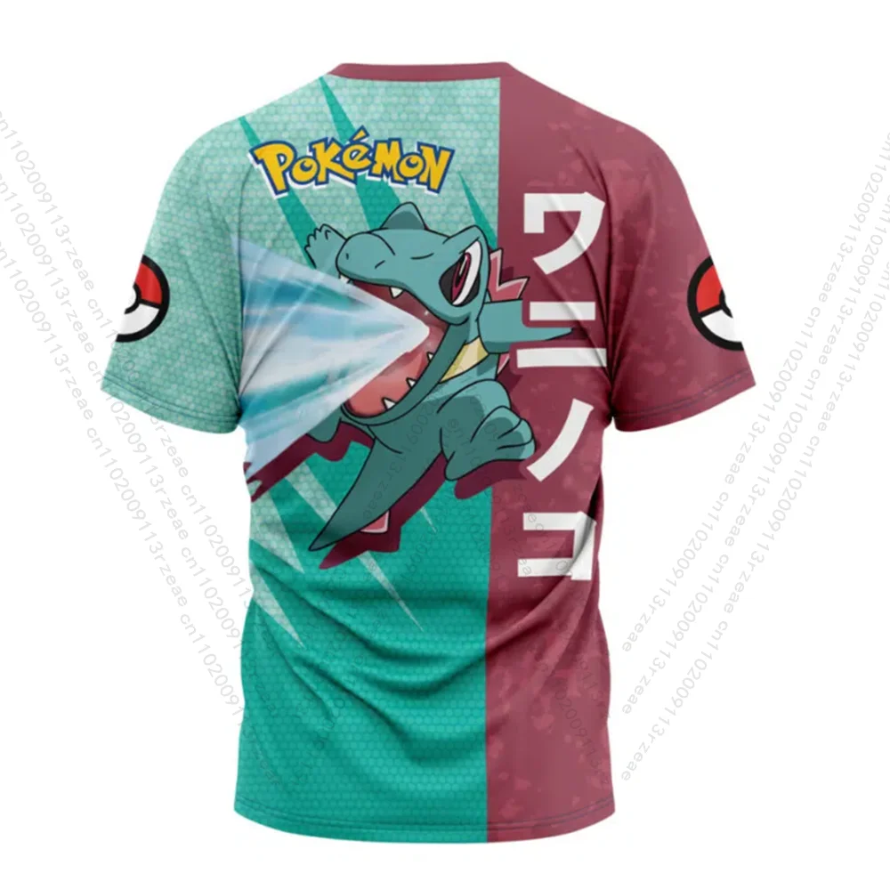 Anime pokemon legal camiseta totodile cosplay y2k meninos dos homens verão casual roupas dos desenhos animados uniforme presente brinquedo impressão manga curta
