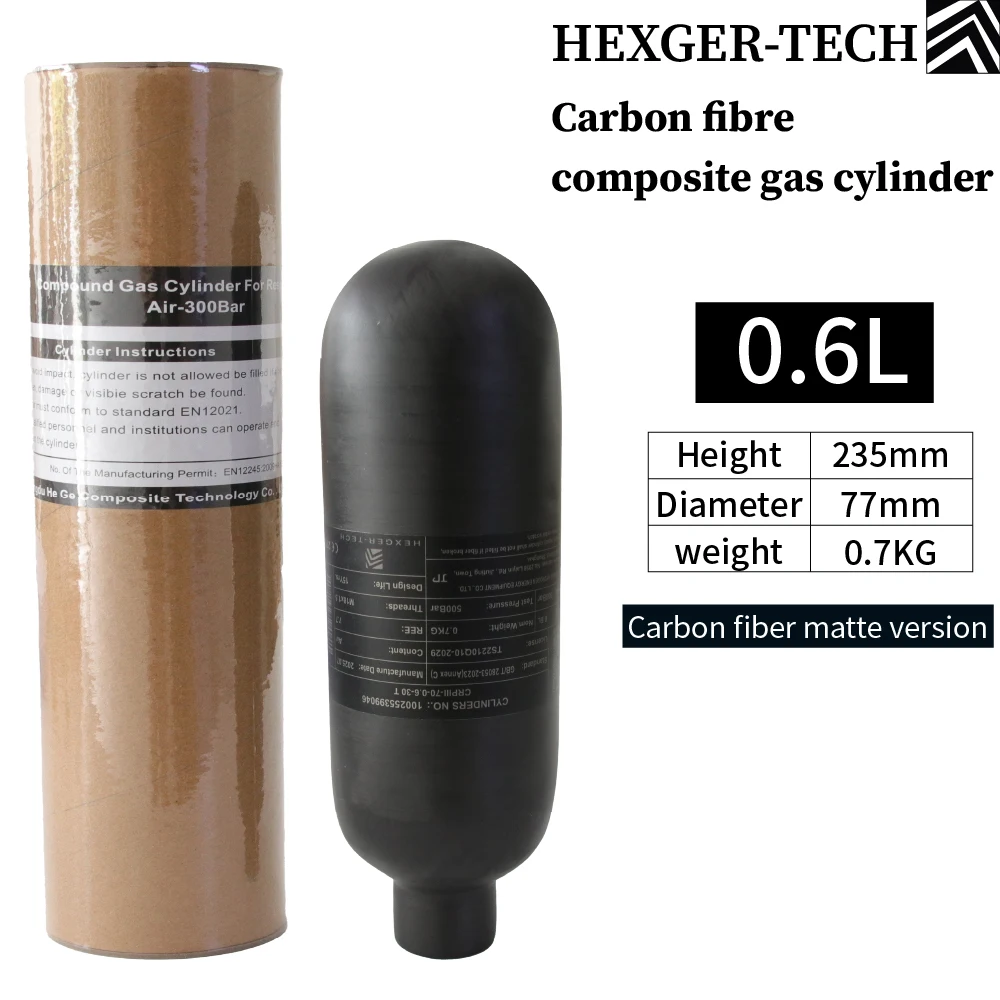 0.6L/600cc Carbon Fiber HPA High Pressure Air Cylinder Scuba Diving Hunting FX M18 1.5 4500PSI 300Bar 30MPa Gasmask Tank
