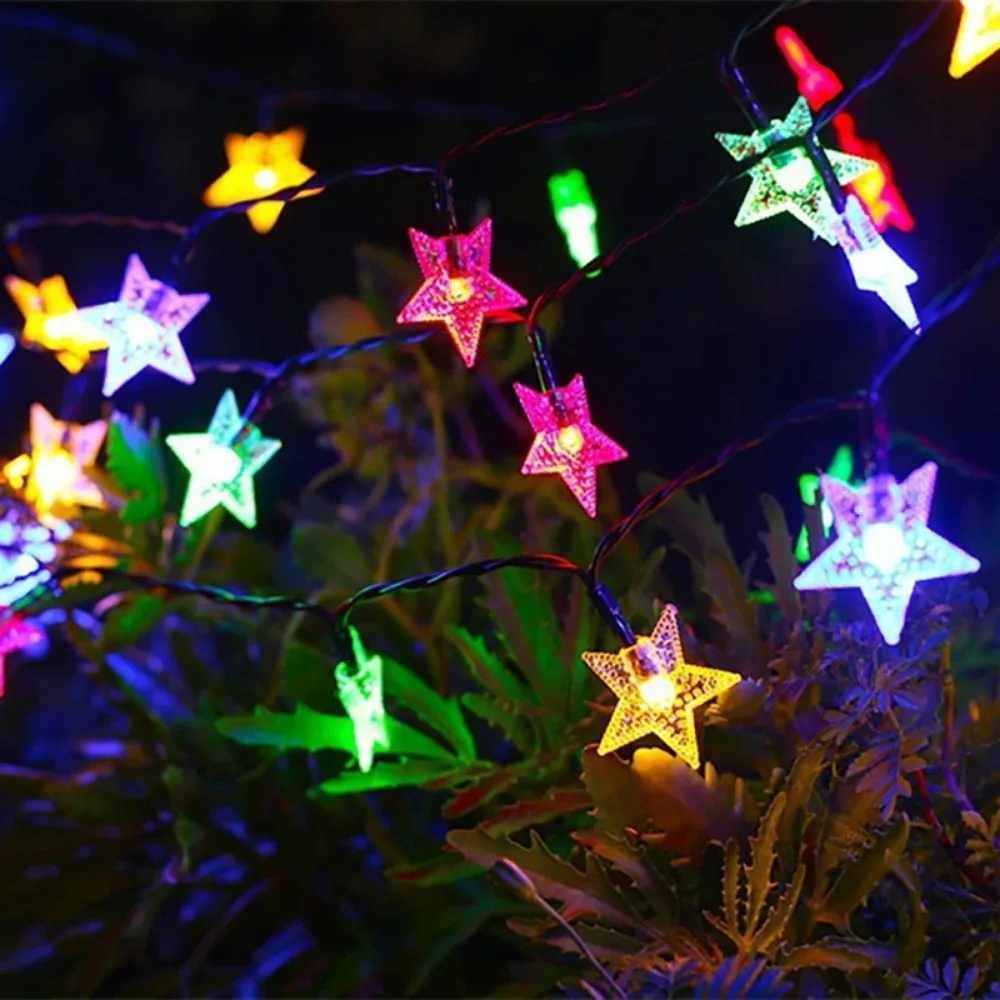 LED Solar Star String Lights Outdoor Waterproof Solar Powered Fairy Lights for Patio Garden Yard Porch Christmas Wedding Decor
