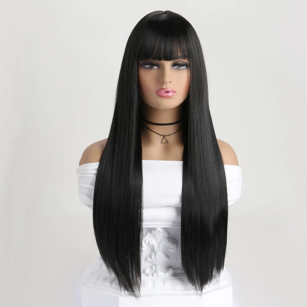 26-inch synthetic wig long straight hair cosplay Halloween costume everyday wig high-temperature hair accessory image 3