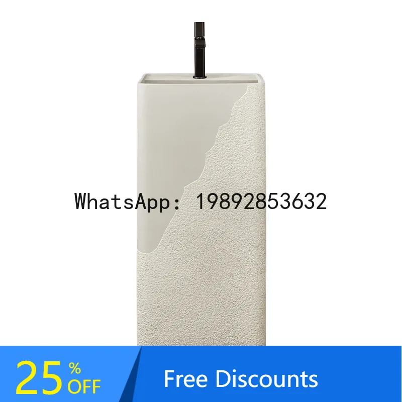 

YFY Japanese Wabi-Sabi Cream Style Designer Pedestal Basin Floor-Standing Integrated Art Washbasin