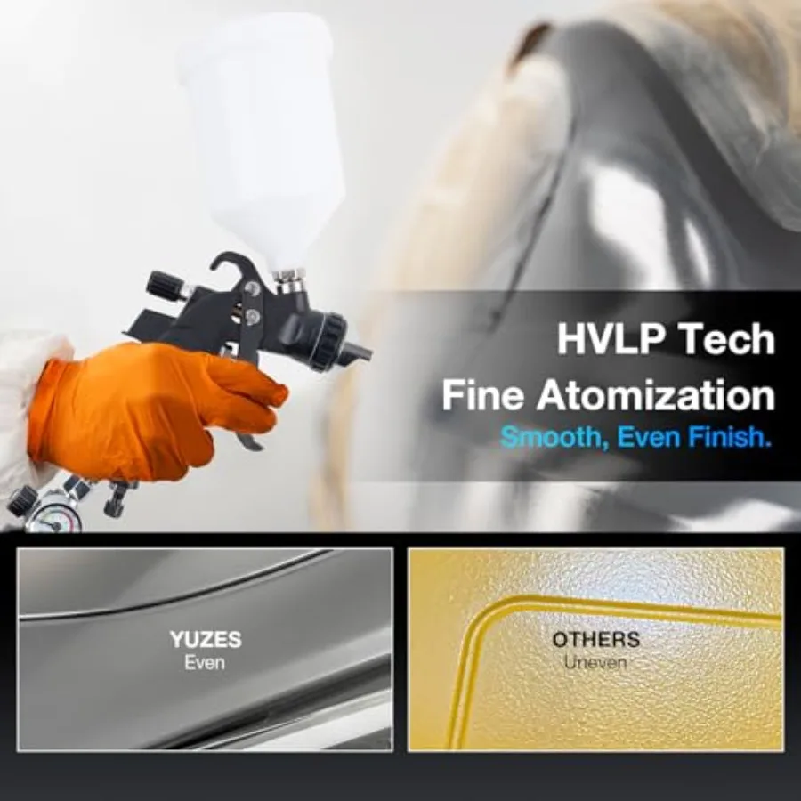Kit de pistola pulverizadora HVLP con 4 boquillas 1,4 mm 1,7 mm 2,0 mm 2,5 mm Ideal para pintura de automóviles profesional Refinamiento de muebles y bricolaje profesional
