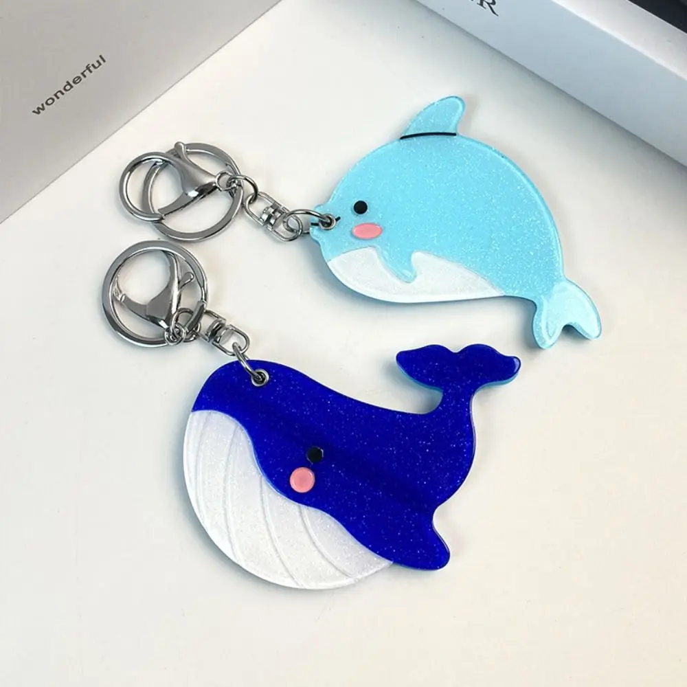 

Lovely Keyring Mirror Pendant Starfish Whale Acrylic Keychain Makeup Mirror Car Pendant Animals Bag Pendant Bag Accessory