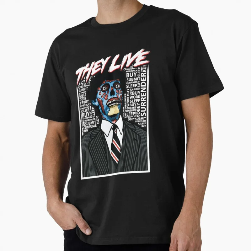 

Man Live Christmas Holiday Retrp 80s Horror movie They live Scary halloween Gift t shirt Large size Tops Scifi Graphic clothes