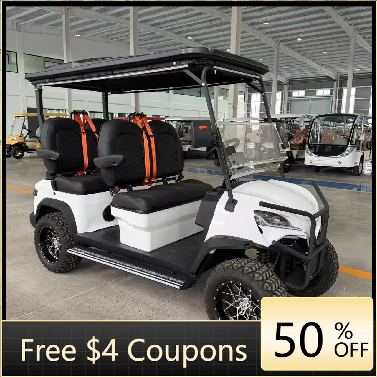 Rs 4-Seater off-road electric golf cart 4-wheel drive utility vehicle with lead-acid battery 4 kW AC motor, maximum speed 30 km/