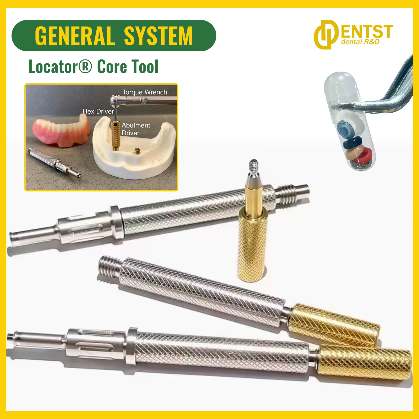 

Dental Implant Retention Caps Removable Insertion Extraction Universal Locator Core Tool Abutment Overdenture Attachment Kit