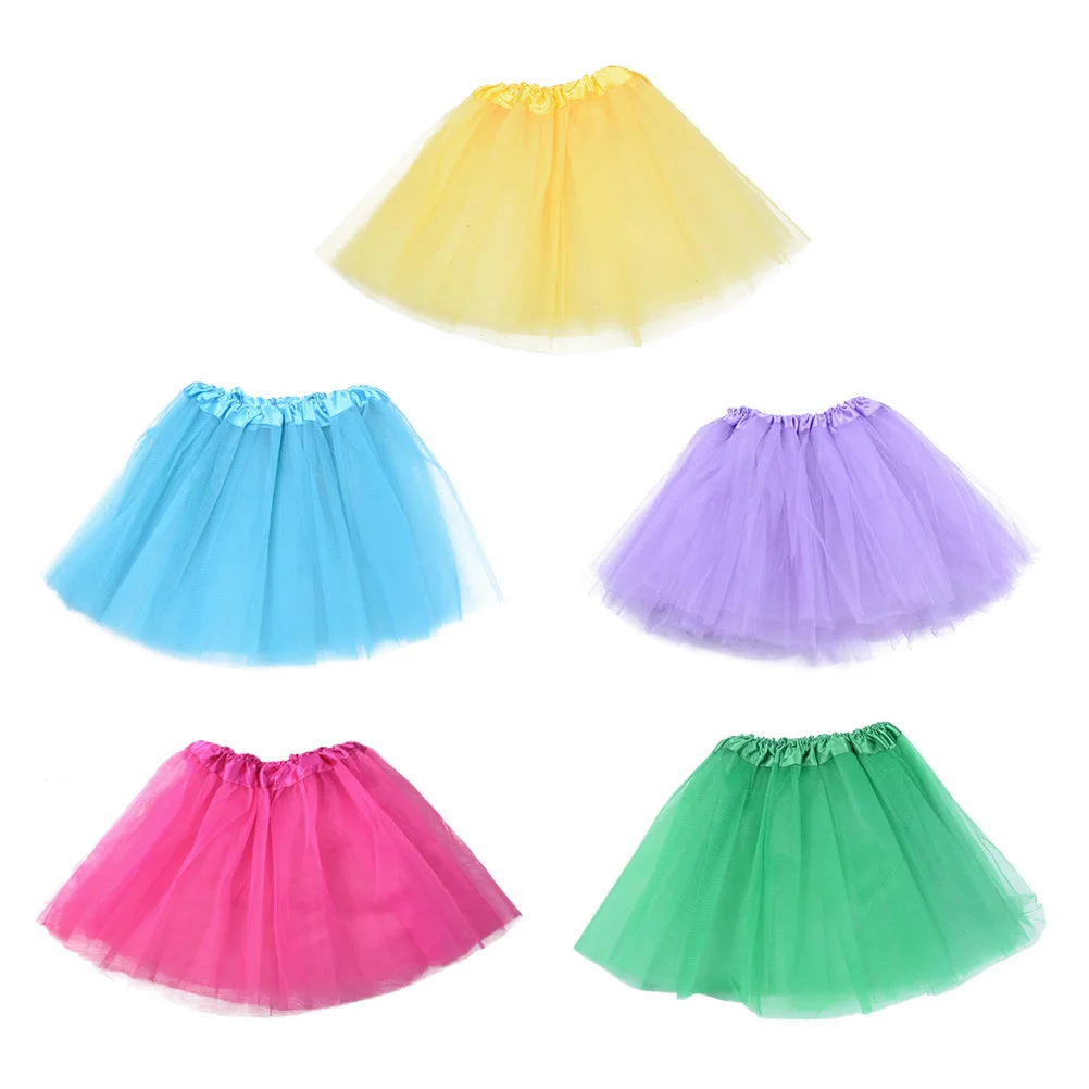 5Pcs Girls Tutus Skirt 3 Layer Tulle Elastic Waist Dance Costume Ballet Dress for Party Photography Girls Tutus Skirt