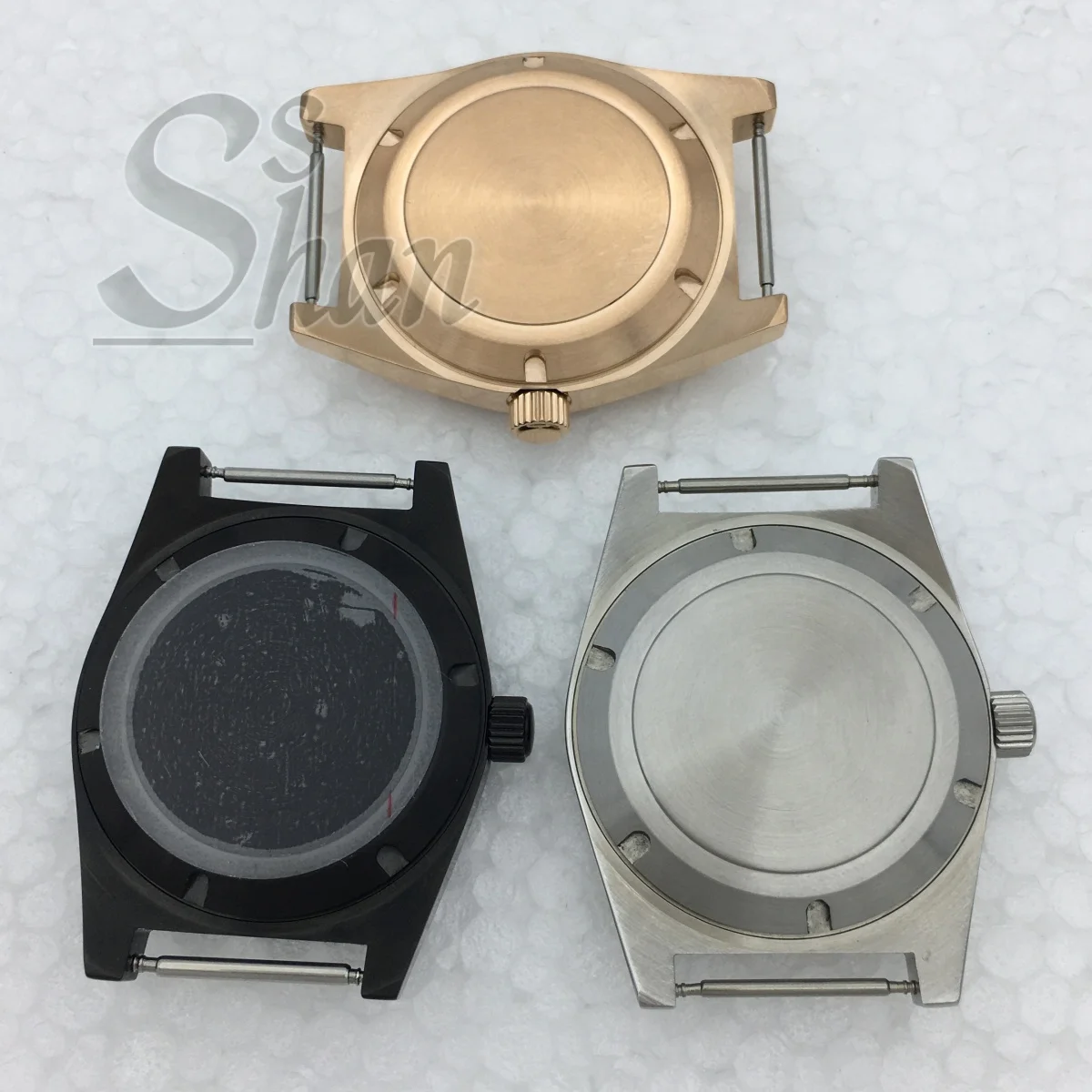 NH35 38 مللي متر الفضة ارتفع الذهب الأسود حالة مسطحة الياقوت الزجاج NH35 NH36 ETA2824 PT5000 Miyota9015 أجزاء الحركة نحى