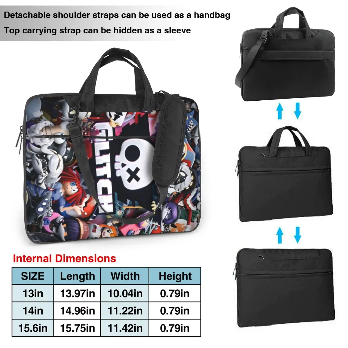 Chibis Murder Drones Uzi Doorman Fuzzy Laptop Bag Protective Case Computer Bag 13 14 15.6 Inch Laptop Pouch For Macbook Pro Air
