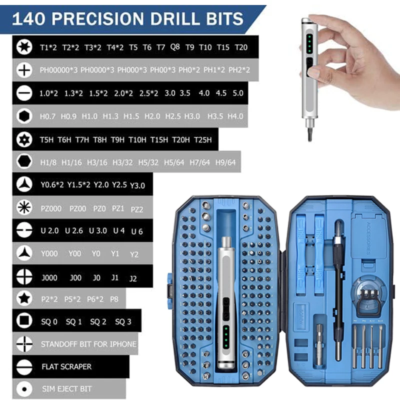 Multi-tool Powerful Screwdriver Set with Magnetic Bits Electric Precision Screwdriver for Cell Phone Camera Household Appliances