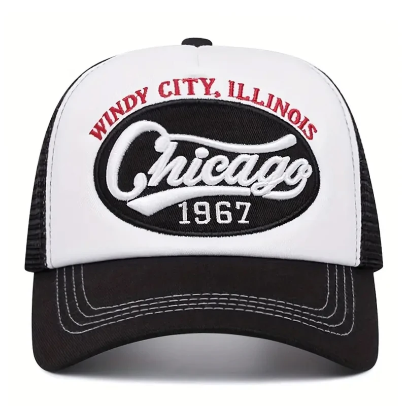 2026 New Fashion Hip Hop Hat CHICAGO1967 Embroidered Baseball Hat Outdoor Daily Leisure Decoration Sunshade Hat Unisex Mesh Hat