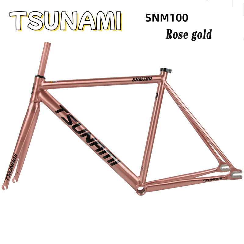 Fixie Bike Frame with Front Fork, Fixed Gear Frame, Aluminum Alloy Framework, Racing Bicycle Frame, Tsunami 100, 6061, 700C