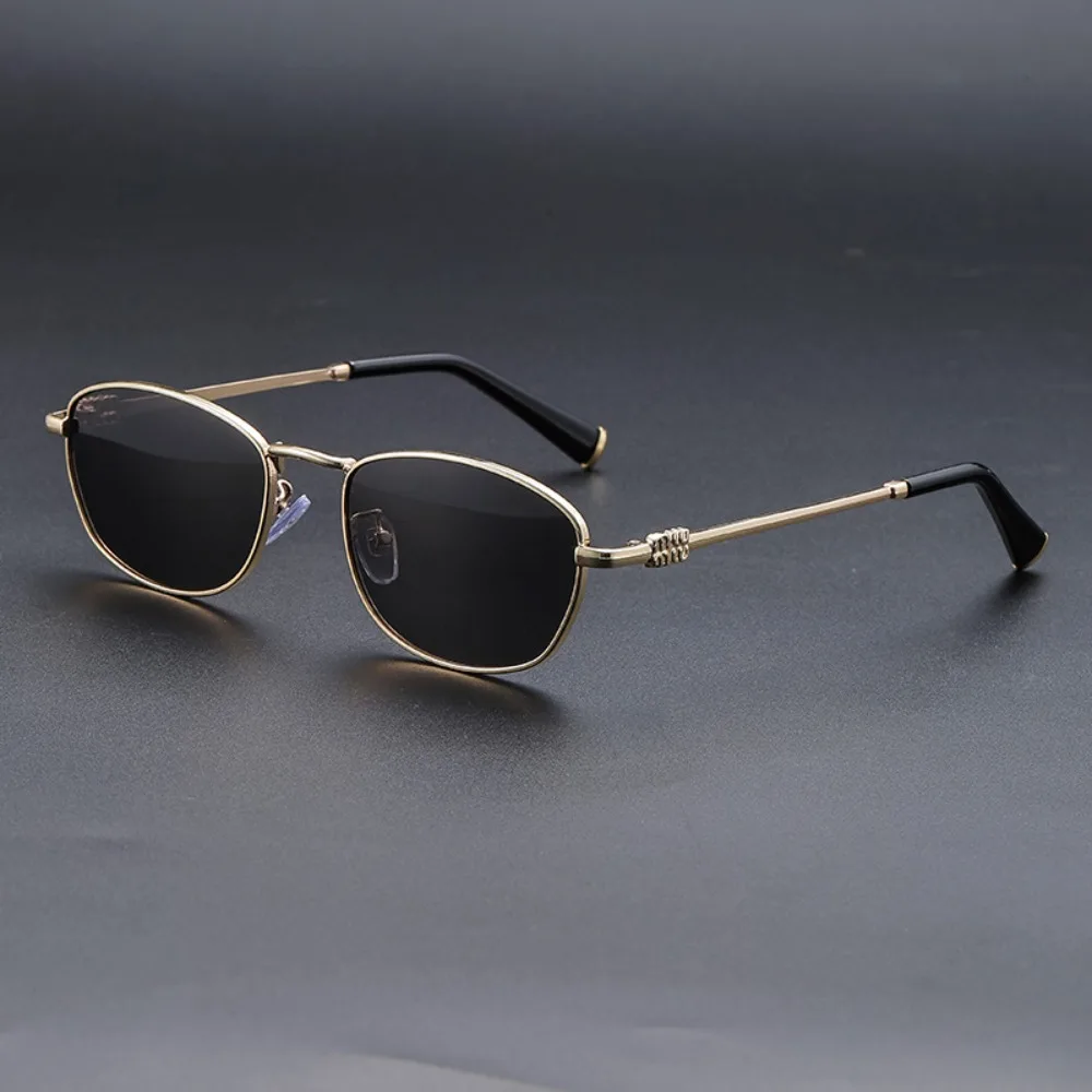 Luxurious Square Sunglasses With Thin Metal Frame Design And Woven Texture Decoration Suitable For Both Men And Women
