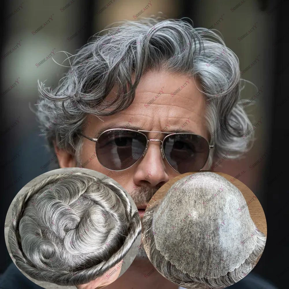 

Система замещения волос для мужчин с натуральной линией роста, 30 мм, волнистые волосы, 100% натуральные волосы, капиллярный протез, цвет 1B65, 1B50, 1B80, серый