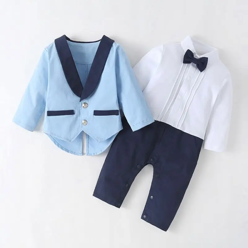 

한국아동복 ~ Gentleman Detachable Bowtie Decorated Baby Boys 2-piece Suit Set/Wedding Party Baby Boy Suit 3178