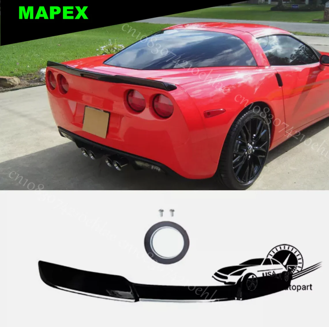 سبويلر جناح الجذع الخلفي لـ 2005-2013 كورفيت C6 ZR1 نمط ممتد أسود لامع